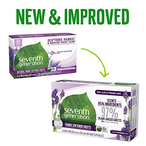 Seventh Generation Fabric Softener Sheets, Fresh Lavender scent, 80 count (Packaging May Vary) - Image 3