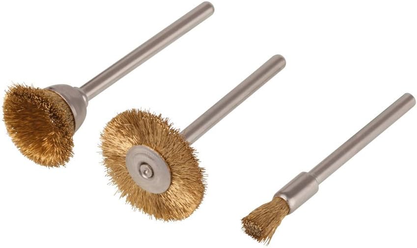 wolfcraft Brass Wire Mini Brush Set 3 Pcs. I 2740000, Green, 20 mm
