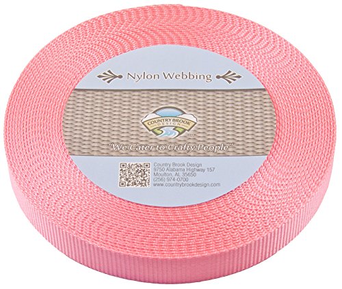 Country Brook Design 1 Inch Pink Heavy Nylon Webbing, 10 Yards