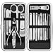 Manicure Set, TusKou 17 In 1 Stainless Steel Professional Pedicure Kit Nail Scissors Grooming Kit Gift for Men/Women with Black Leather Travel Case (17 Piece)