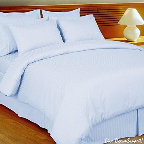 Luxurious Egyptian Cotton 400 Thread Count Striped Duvet Cover Twin Sky Blue