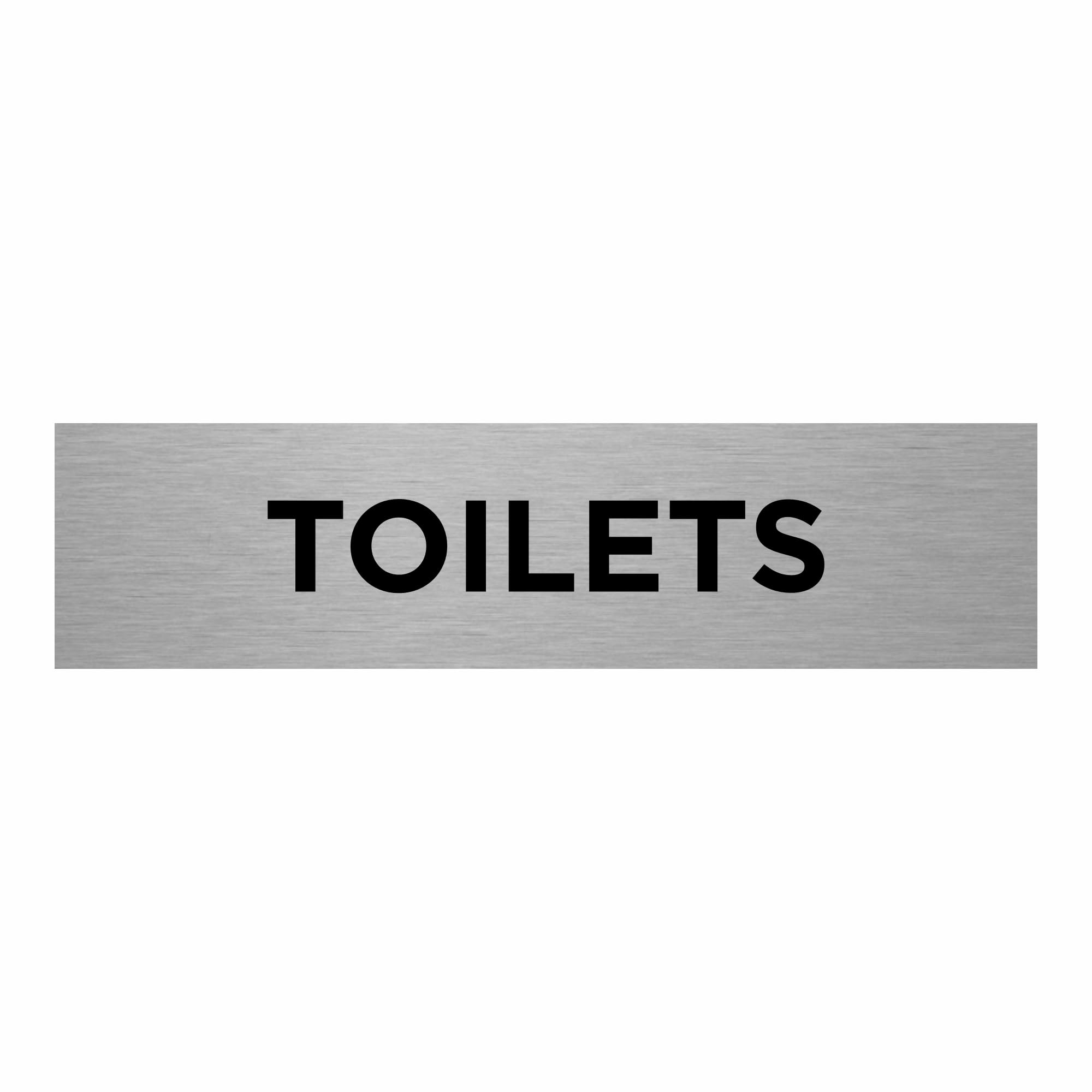 Slimline Aluminium “Toilets” Sign from ViroDisplay® – Rigid Brushed Silver 200 x 50mm – Durable Printed Surface – Self-Adhesive Fixing (1)