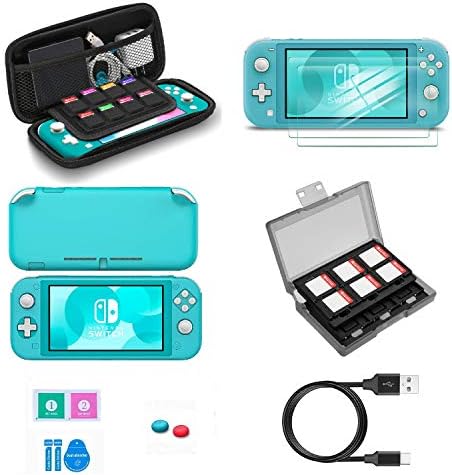 Switch Lite Accessories, VOKOO Nintendo Switch Lite case, Protective Cover Case, Switch Lite Screen Protector, SD Card Case and USB-C Charging Cable Compatible with Nintendo Switch Lite, 7-in-1 (Blue)