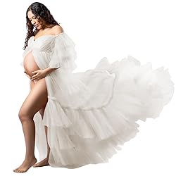 Tianzhihe Tulle Robe Maternity Dress Photoshoot