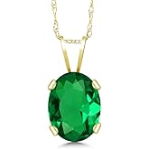 Gem Stone King 14K Yellow Gold 8X6MM Oval Gemstone Birthstone Pendant Necklace For Women | Gold Necklace For Women | 18 Inch Gold Rope Chain | Fine Jewelry Gifts for Her Mom Wife