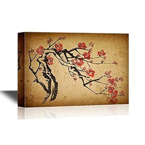Chinese Culture Canvas Wall Art - Chinese Painting of Plum Blossom - Gallery Wrap Modern Home Art | Ready to Hang - 12x18 inches