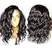 Helene Glueless Lace Front Wigs Short Bob Natural Wave Realistic Looking Natural Synthetic Lace Front Wig Natural Hairline Heat Resistant Fiber Wig for Women with Baby Hair (16 Inch Black Color)