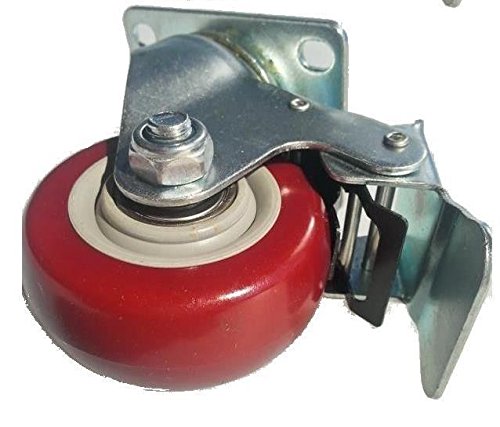 3 Inch Caster Wheels Swivel Plate / Stem / Break Casters On Red Polyurethane Wheels 880 Lbs (3 Inch With Break)