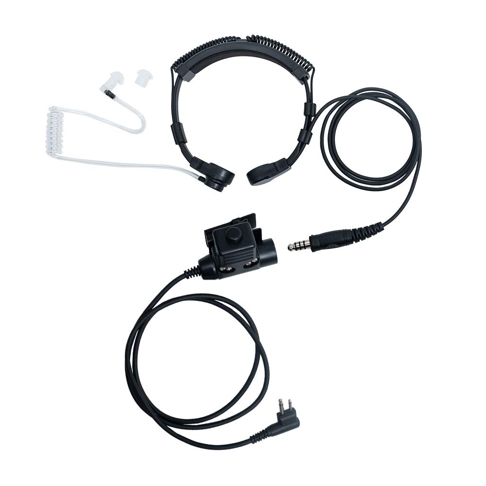 Photo 1 of Caroo Tactical Throat Mic Headset Earpiece with with U94 Tactical PTT Compatible for Motorola Cls1110 Cls1410 Cp200 Cp200d Two Way Radio Walkie Talkies 2pin