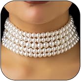 Pearl Necklaces for Women Faux Pearl Choker Necklace Layered Chunky Pearls Necklace Boho Choker Necklaces Wedding Jewelry Gifts for Bride