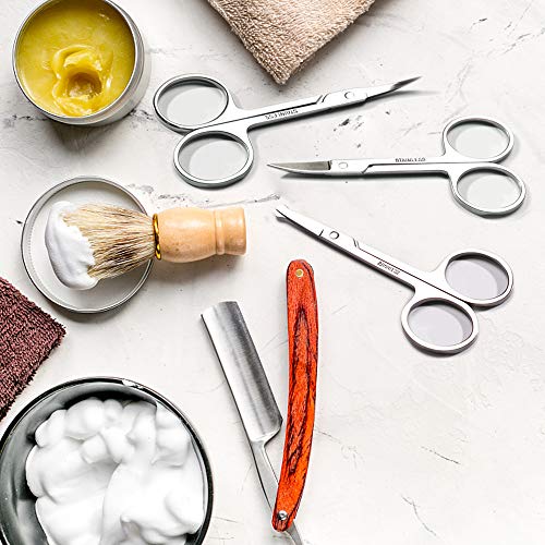 image for Hore Nose Hair Scissors 3 Pairs Curved and Rounded Facial Hair Scissor