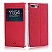 iPhone 8 Plus Case, iPhone 7 Plus Case, Premium Leather PU Flip Folio Wallet Case View Window Stand Kicstand Card Holder Magnetic Closure TPU Bumper Full Cover Slim Leather Case Feitenn - China Red