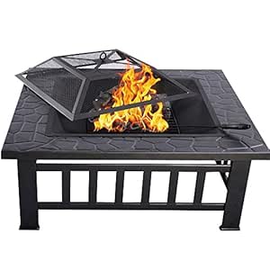 HENGMEI 3 en 1 Brasero de Exterior 81cm Metal Fire Pit Calentador de