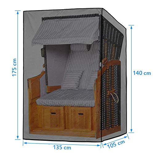 Molbory Strandkorb Schutzhülle Winterfest, Strandkorbhülle 420D Oxford Strandkorb Abdeckung Wasserdicht Strandkorbplane… – Bild 3