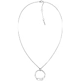 Calvin Klein Ethereal Metals Collection for Women, Stainless Steel Necklace, Adjustable, Sculpted Abstract Circle, Elegant Jewelry, For Her