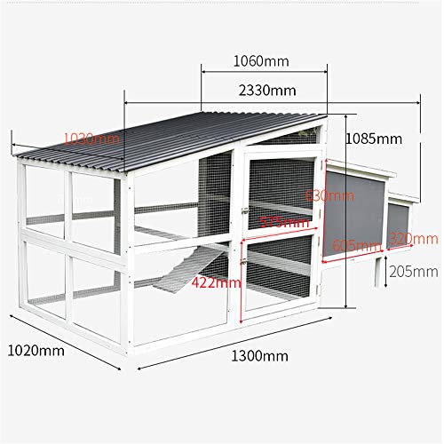 JHKGY Großer Hölzerner Außenhasen-Kaninchen-Stall-Hühnerkäfig,Hühnerstall,Ark House Geflügel Run Nistkasten,Abnehmbares… – Bild 8