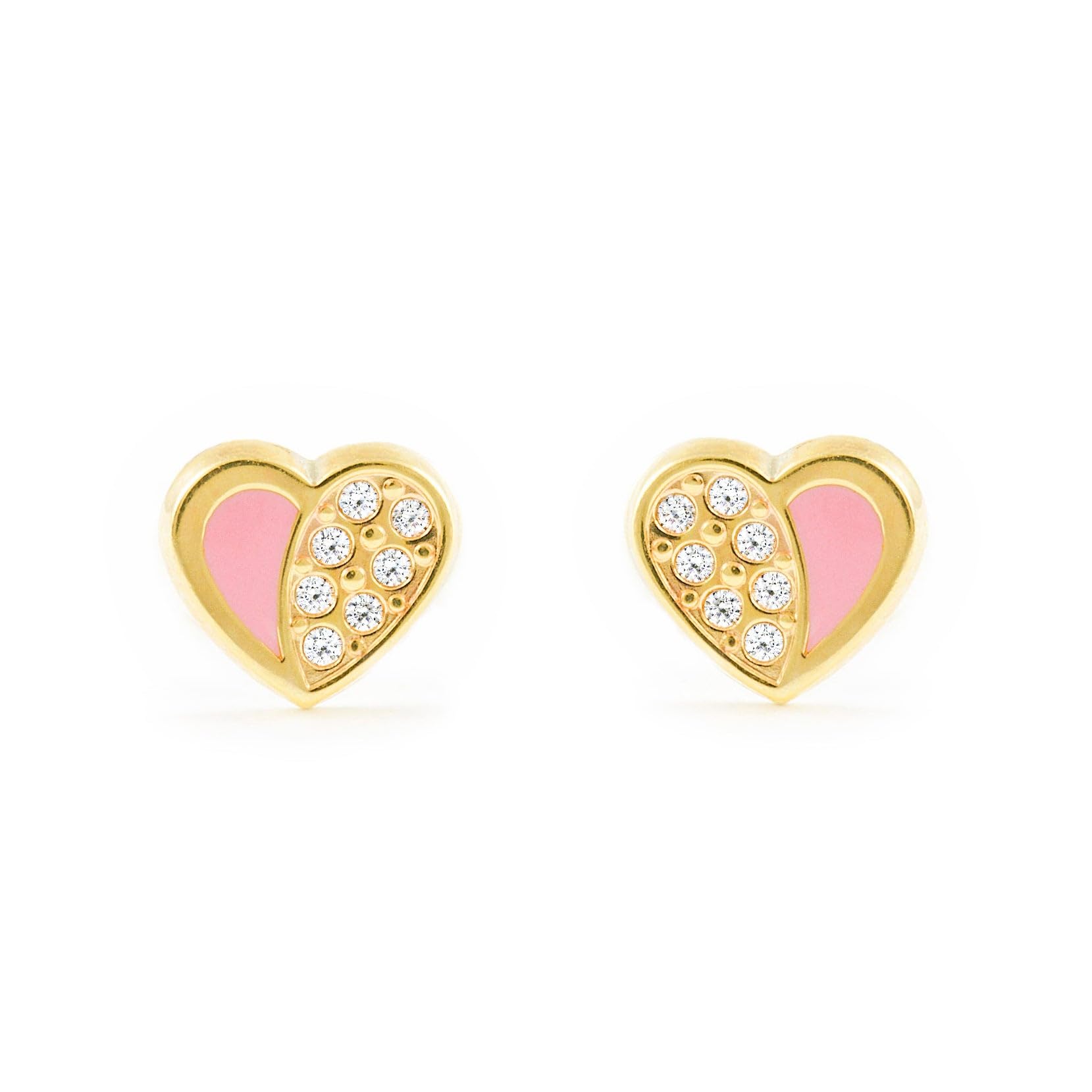 9ct Yellow Gold heart Children's Earrings