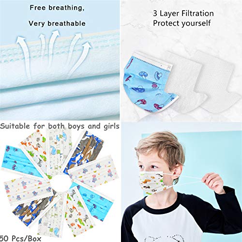 mystcare Kids Disposable Face Mask 50 Pack Ages 512 Filter 3Layer