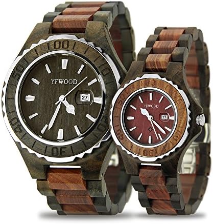 Men Women Quartz Watch Natural Sandalwood Watch With Date Display Fashion Casual Watch for Couples