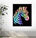 Wallmonkeys Colored Zebra Black Wall Decal Peel and Stick Graphic (12 in H x 11 in W) WM140457