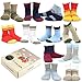 TeeHee Little Boys and Toddler Cotton Crew Socks 12 Pair Gift Box (6-8 Years, Stripes Color Block)