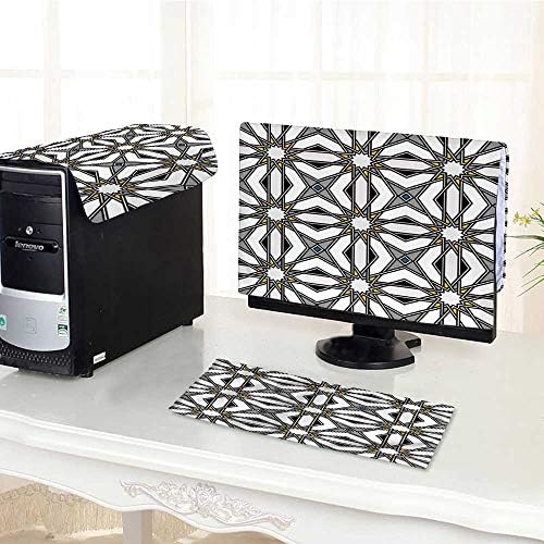 UHOO2018 Computer Three-Piece dust Cover Traditional Arabic Tangled Vector Background Plain Colors Easy to recolor Protect Your Computer /18"