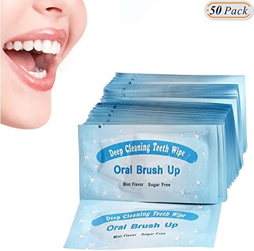Hisight Fresh Breath Deep Cleaning Teeth Wipes Finger Brush Teeth Wipes Oral Brush Finger Brush Pre and Post Brush (Pack of 50)