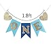 palasasa Glitter Gold and Blue One Banner -First Birthday Decorations Burlap Highchair Banner for 1st Birthday Baby Boy