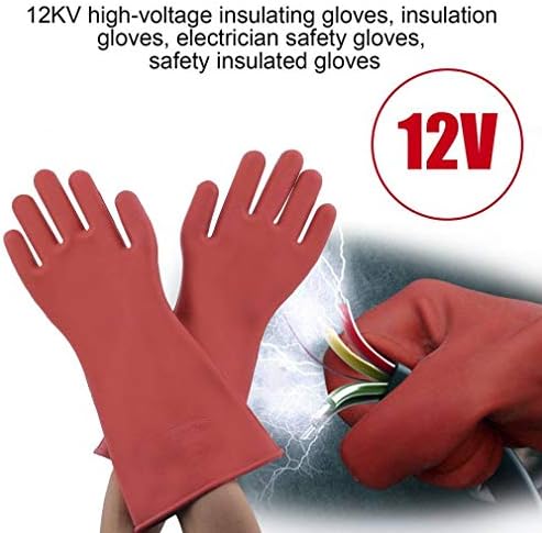 ZHNA Insulated 12kv High Voltage Electrical Insulating Gloves for Electricians (Red,One Size)