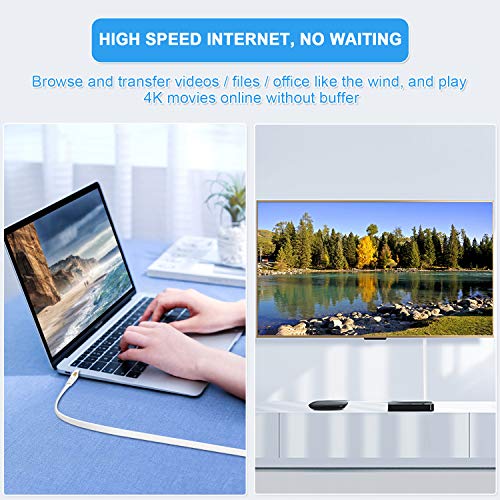 Cat7 Cable 100 ft,High Speed White Shielded Solid Slim Long