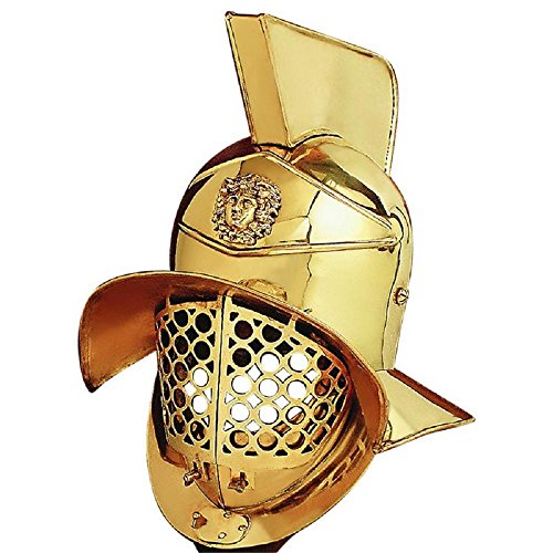 Gladiator Roman Helmet - One Size Fit Most - Brass Armour