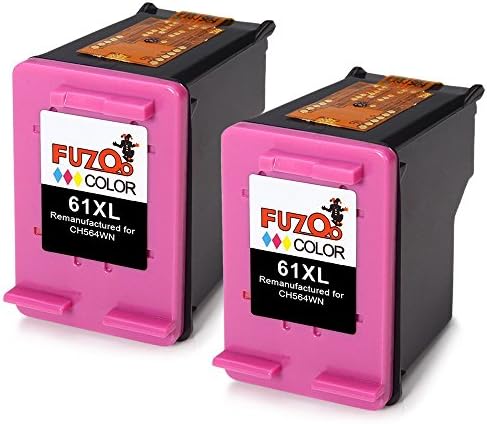 FUZOO Remanufactured for HP 61XL Ink Cartridge High Yield (2 Tri-Color) Worked for HP Deskjet 1000 1050 1510 3050; ENVY 4500 5530;