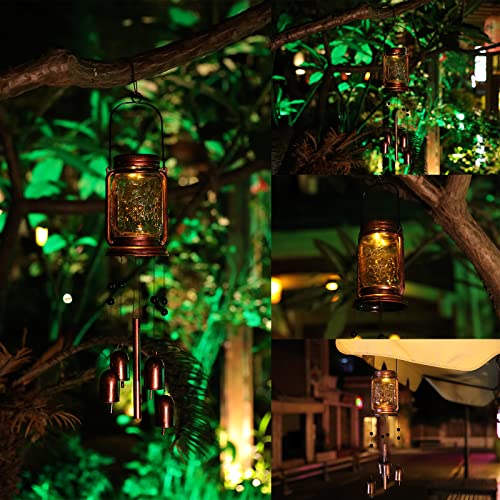 Gthmine Solar Wind Chimes for Outside,Mason Jar Wind Chime Light,Waterproof Windchimes for Garden,Patio Decor,Memorial Wind Chimes,Birthday Gift for Mom,Wife,Grandma,Neighbors (1 Pack)