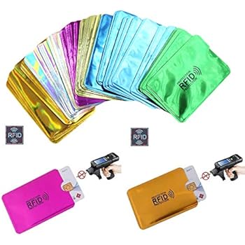 (60 Pack) Holographic RFID Blocking Sleeves, Card Holder Blocking Bank Anti Thief Wallet Protect Case Credit Cards Case Safety Identity Theft Prevention