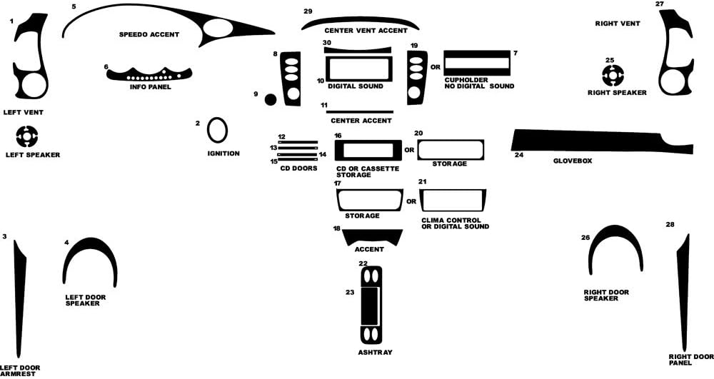 Rvinyl Rdash Dash Kit Decal Trim for Porsche 911 1998-2004 - Carbon Fiber 3D (Black)