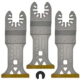 ACTOMASTER Titanium Coated Bi-Metal Oscillating Saw Blade for Oscillating Tools Multitools, Pack of 3