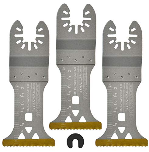 ACTOMASTER Titanium Coated Bi-Metal Oscillating Saw Blade for Oscillating Tools Multitools, Pack of 3