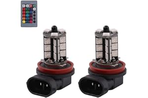 1797 H11 H8 H16(JP) H9 LED RGB Fog Lights Bulb Amber Yellow White Multicolor 16 Color Changing Switch Kit Strobe Lamp Bulbs for Car Trucks Remote Control 12V 5050SMD Replacement Pack of 2