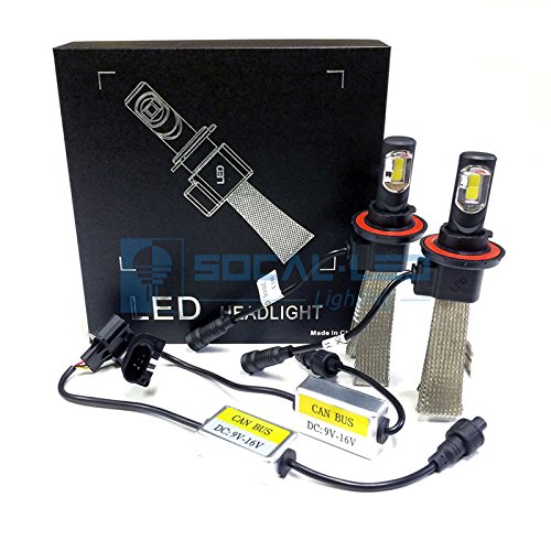 SOCAL-LED H13 9008 Fanless LED Conversion Kit 72W 8000LM 6000K Xenon White Car Headlight Bulbs Hi/Lo H/L