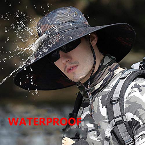 YLX Angelmütze Herren Sommer Uv-Proof Big Boim Sun Boonie Hüte Camouflage Wasserdichter Sonnenschutz Outdoor Hike Hunt… – Bild 7