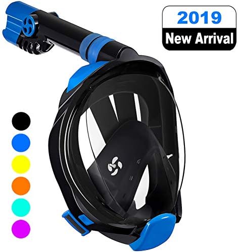 WSTOO Full Face Snorkeling Mask,Newest Upgrade 180 Panoramic Foldable Snorkeling Mask, Anti-fog Anti-leak with Detachable Camera Mount for Adult and Kids Safety Snorkeling