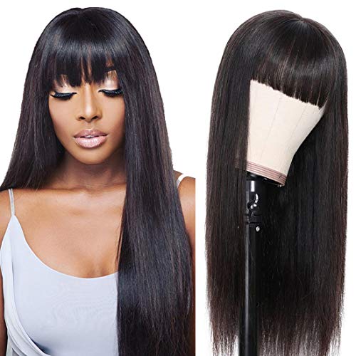 Brazilian-Straight-Machine-Human-Wigs-with-Bangs-Unprocessed-Virgin-Human-Hair-150-Density-No-Lace-Front-Straight-Human-Hair-Wigs-Glueless-Machine-Made-Wigs-for-Black-Women-Natural-Color-18inch