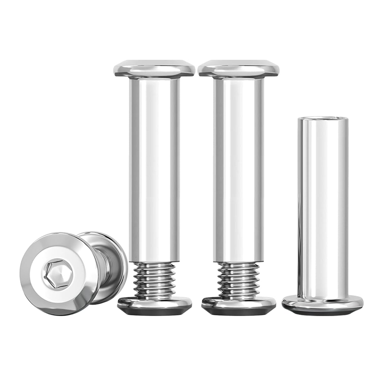 Drenky Barrel Nuts Kit M5 Furniture Connector Nuts M5 X 25mm 304 Stainless Steel Bolts Rustproof Connection Screws Belt Buckle Binding Bolts for Leather Belt and Furniture Repair, 10 Sets