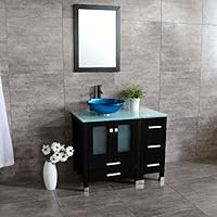 Walcut 36 Bathroom Vanity And Sink Combo Mdf Wood Cabinet And Glass Vessel Sink And Faucet Combo 1 Amazon Com
