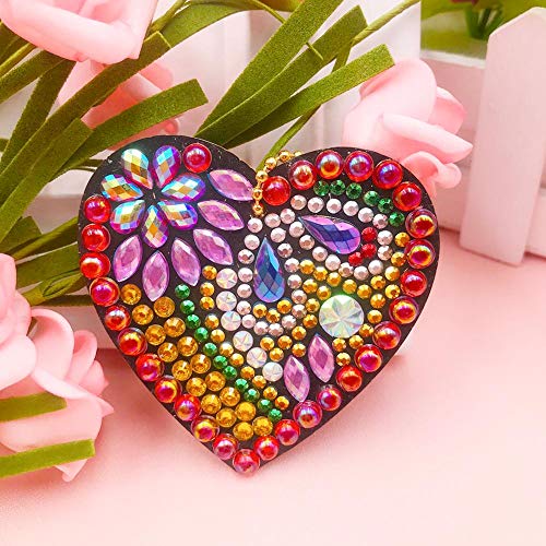 5pcs DIY Heart Sharp Keychain Diamond Painting Mosaic Making Kits 5D Diamond Painting Key Chain Full Drill Bag Love Hanging Ornaments