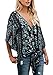 Bbalizko Womens 3/4 Sleeve Chiffon Blouses Floral Printed Deep V Neck Tie Front Tops
