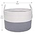 Large Cotton Rope Laundry Basket - Baby Laundry, Woven Laundry Basket, Dog Toy Basket, XXL Blanket Basket, Long Handles, Decorative Nursery Hamper | Grey White 20'' x 13'' Wide Extra Large