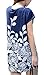 Women's Summer Short Sleeve Casual Floral Printed Loose Blouse Tops T-Shirts (Dark Blue)