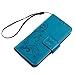 iPhone SE Case, iPhone 5S Wallet Case, iPhone 5 Case for Women,Mavis's Diary Elegant Blue Wallet Flip Case Embossed Clover PU Leather with Card Holders Wrist Strap [ Stand Feature ] for iPhone SE/5S/5