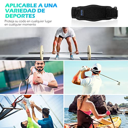 AGPTEK 2 x Tennis Elbow Strap, Adjustable and Non-Slip Golfer Elbow Pads with EVA Pad for Tennis, Golf, Weightlifting, Cricket, Boating, Unisex